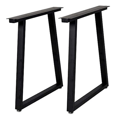 TIEOU Metal Legs for Table Trapezoid Shape 28" H Tall Industrial Table Legs Heavy Duty Metal Desk Legs Set of 2,Black - size: Trapezoid-28"H