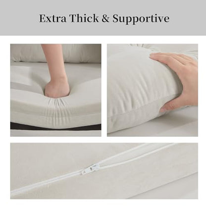 HOMBYS Glider Rocker Replacement Cushions 5 PCS with Storage Side Pocket, Velvet Fabric, Foam & Microfiber Filling, Non-Slip & Washable,Thickened & Supportive for Glider Rocking Chair - color: Cream White