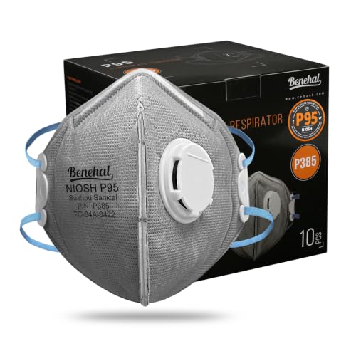 benehal NIOSH-APPROVED P95 Face Masks 10 Pack, Carbon Layer For Odor Reduction, Features Exhalation Valve, Advanced Filter Media For Easy Breathing, Comfortable