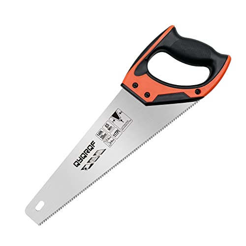 14 in Hand Saw, 11 TPI Fine-Cut Soft-Grip Hardpoint Wood Handsaw, Orange - color: Orange-14 Inch