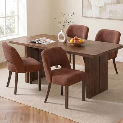 Usaint Upholstered Dining Chairs Set of 4, Modern Fabric Kitchen Chairs - color: Rusty Red