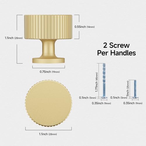 Gold Cabinet Knobs 6 Pack Round Pulls for Kitchen and Dresser - color: Gold