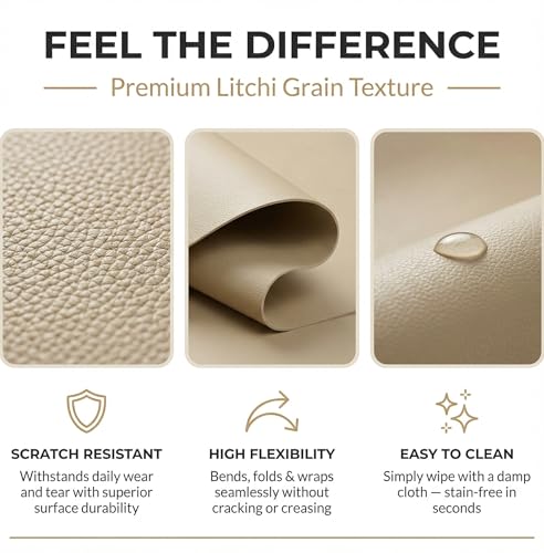 Matte Faux Leather Fabric, 54"x36" Soft Vinyl Faux Leather Sheets, Waterproof Upholstery Material for Boat Seats, Car Interior, Sofa Refurbish, DIY Bags, Phone Case, Hair Bows, Placemat