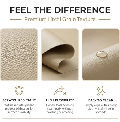 Matte Faux Leather Fabric, 54"x36" Soft Vinyl Faux Leather Sheets, Waterproof Upholstery Material for Boat Seats, Car Interior, Sofa Refurbish, DIY Bags, Phone Case, Hair Bows, Placemat