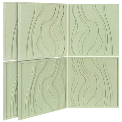 BUBOS 6-Pack Art Acoustic Panels, Self-Adhesive Sound Panels, 23.6"x23.6" - color: Green, size: 6 Pack