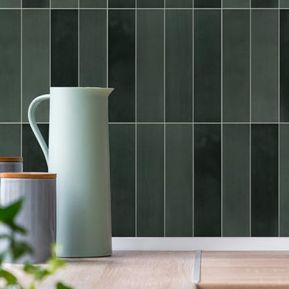 16-Sheet Peel and Stick Backsplash Tile, 9" x 9" Stacked 3D Handmade Looks Square Self Adhesive Wall Tiles for Kitchen Bathroom, Green Mixed - color: Green Mixed, size: Stacked