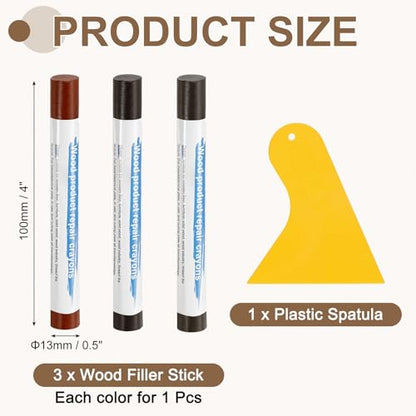 uxcell 3Pcs Wood Filler Sticks, Wax Crayons, 3 Colors Mixed Wood Series - color: Mixed Wood Series