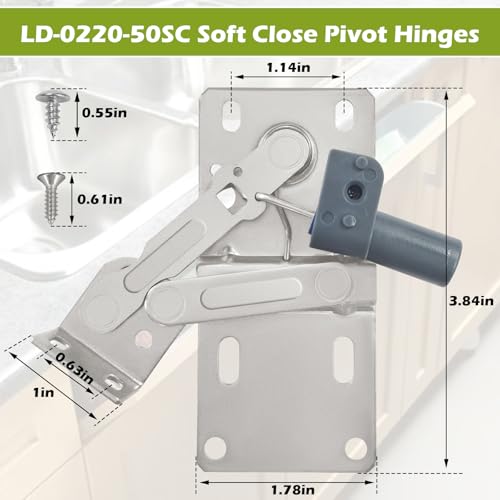 LD-0220-50SC Soft Close Pivot Hinges Self Closing Cabinet Door Hinge - color: 1 Pair