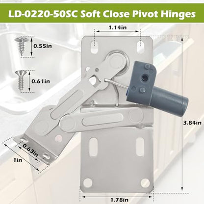 LD-0220-50SC Soft Close Pivot Hinges Self Closing Cabinet Door Hinge - color: 1 Pair