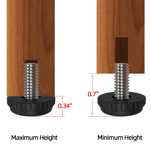 5/16 Thread Leveling Feet, 8 PCS Adjustable Furniture Leg Levelers - 304 Stainless Steel Screw-in Glide Levelers, 0.5" Height Adjustable for Tables, Chairs, Cabinets & Furniture Legs - color: 8 Pack