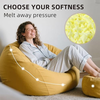 Bean Bag Filler, High-Density 10lbs Shredded Memory Foam Filling - color: Yellow, size: 10lbs