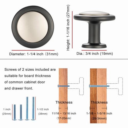 KOOFIZO 10 Pack Gold & Nickel Cabinet Knobs Round Single Hole Pulls 1960s - color: Brushed Gold + Brushed Nickel, size: Knob 1 - 10Pcs, style: Round