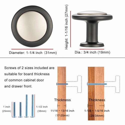 KOOFIZO 10 Pack Gold & Nickel Cabinet Knobs Round Single Hole Pulls 1960s - color: Brushed Gold + Brushed Nickel, size: Knob 1 - 10Pcs, style: Round