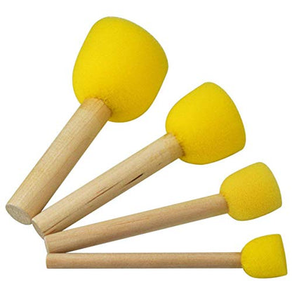 WAFJAMF 40 Pcs Round Sponges Brush Set 4 Sizes DIY Painting Tools Yellow - color: Yellow