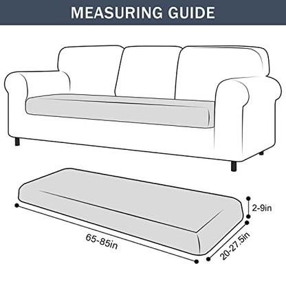 Stretch Cushion Cover, Soft Velvet Plush Cushion Slipcovers Loveseat Sofa Covers Couch Seat Covers Furniture Protector with Elastic Bottom (Beige, X-Large) - color: Beige, size: X-Large