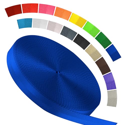 Polyester Webbing Strap 16+Colors – 1"&1.5"&1.9" – 16.5 25 33 55 Yards Heavy Duty Webbing Roll, Flat Webbing Strap for Indoor&Outdoor Gear, DIY Crafting, Repairing - color: Royal blue, size: 1"-16.5 yards
