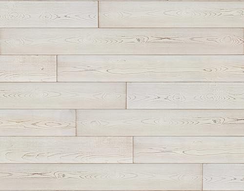 Real Wood Wall Planks-5" White Shiplap Panel Peel and Stick 10Pack 12.5SqFt - color: White Washed
