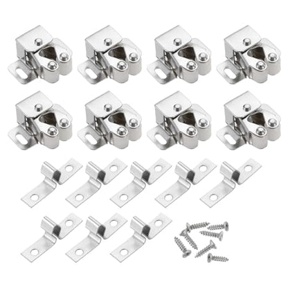 uxcell 8Pcs Cabinet Latch Double Roller Catch, Lock Stop Catch Clamp Cabinet Closer Magnetic Closure Hardware for Cabinet Kitchen Closet Door, Nickel - color: Nickel