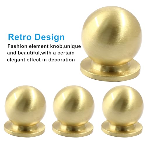 Jiozermi 4 Pack Mini Round Solid Brass Knobs, 1 Inch, Gold - color: Gold, size: 1 Inch(25mm)