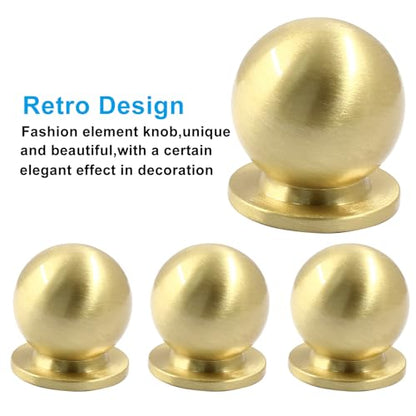 Jiozermi 4 Pack Mini Round Solid Brass Knobs, 1 Inch, Gold - color: Gold, size: 1 Inch(25mm)