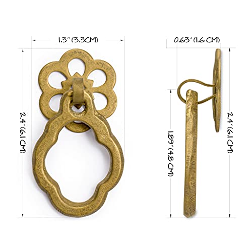 Hardware Philosophy HP Plum Flower Brass Pulls, 2-Pack, 2.4 in