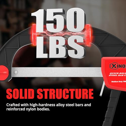 XINQIAO Bar Clamps for Woodworking 12 Inch (2) Wood Clamps Set, One-Handed Spreader with 150lbs for Stable and Reliable Fixing Solutions - size: 12IN 2PCS