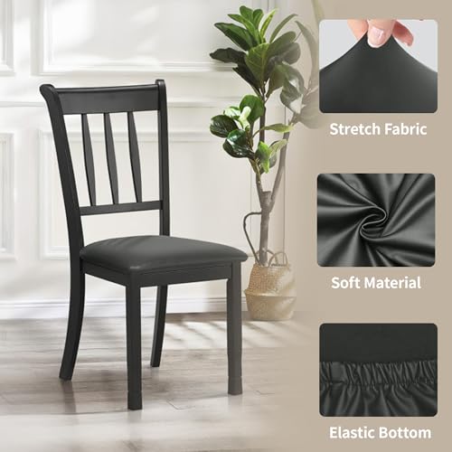 Easy-Going Waterproof PU Leather Seat Covers for Dining Room Chairs Set of 4, Dark Gray - color: Dark Gray