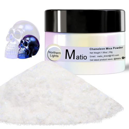 Matio Chameleon Mica Powder,1.06oz/30g Northern Lights White Chrome Powder - color: W-Northern Lights