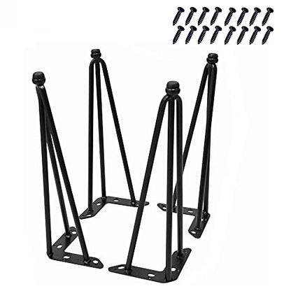 Home Soft Things Hairpin Metal Table Legs 15 Inch Legs for Furniture Coffee Bench Dining End Industrial Table Desk Set of 4 with Black Screws Adjustable Cushion Floor Protectors, 15" - size: 15"
