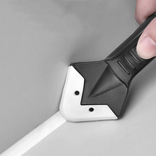 1Set Silicone Caulking Tool with Stainless Steel Head 3 in 1 Sealant Scraper Smoother and Cleaner for Bathtub Window Tile Shower Grout, Black - color: Black
