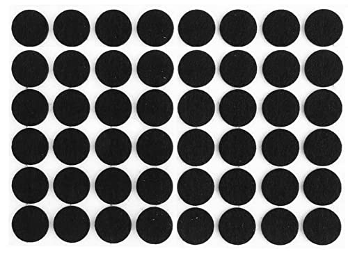 Black Self Adhesive Felt Bumpers 1/2" Diameter and 1/8" Thick (48 Pack), Round