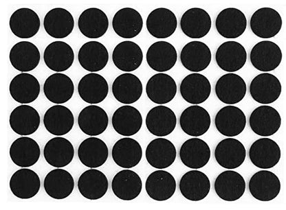 Black Self Adhesive Felt Bumpers 1/2" Diameter and 1/8" Thick (48 Pack), Round