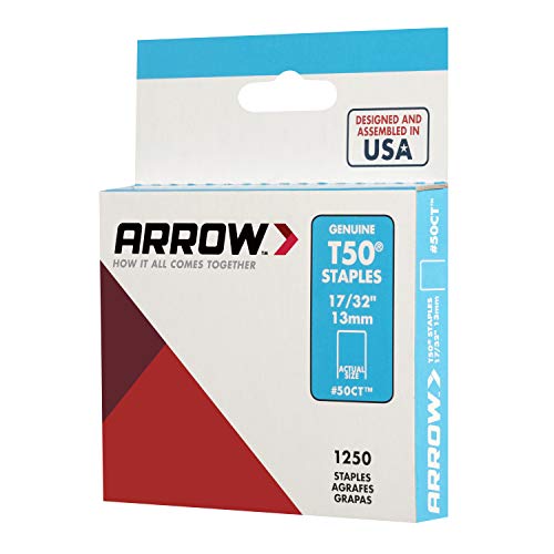 Arrow 50CT T50 Heavy Duty Staples for Staple Guns, Use for Ceiling Tile, Upholstery, Construction, Furniture, Crafts, 17/32-Inch, 1250-Pack - size: 17/32 in.