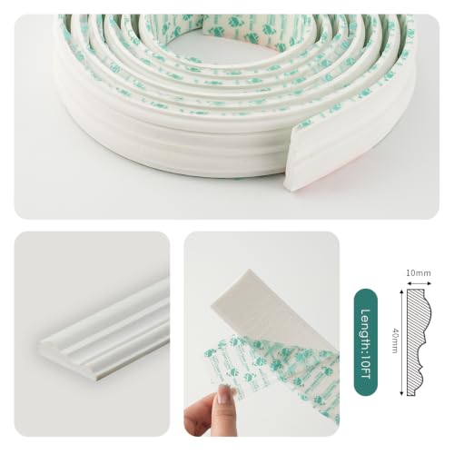 DIY Arch Panelling Paintable Matte Foaming Peel and Stick Wall Molding Trim, Self Adhesive Wainscoting Panels Flexible Chair Rail Moulding for Walls(Width 1.57IN) - color: width 1.57IN