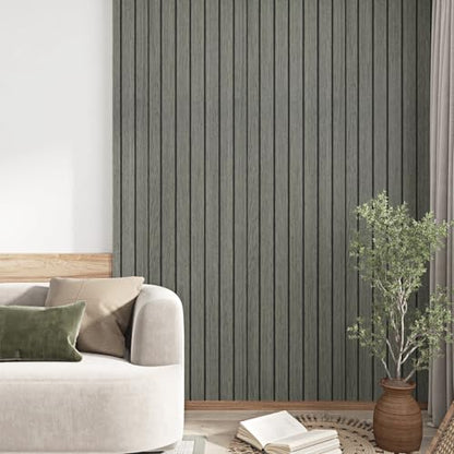 3D Grey/Black Wood Slat Wall Panels PVC Peel and Stick Wood Panels - color: Charcoal Black