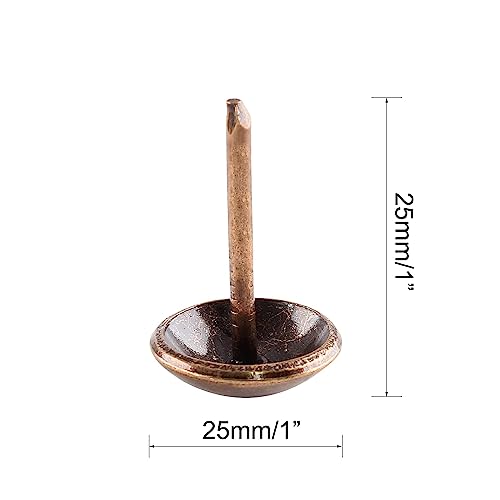 25mm(1inch) Round Large-Headed Nail, Red Copper Antique Upholstery Nails, Red Copper Furniture Tacks for Furniture Cork Board Wooden Furniture Decorative DIY Projects 30Pcs (Red Copper, 1")