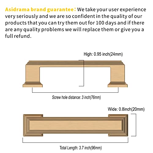 Asidrama 20 Pack 3 inch Champagne Bronze Kitchen Cabinet Handles - color: Champagne Bronze, size: 3" Hole Center(76mm)