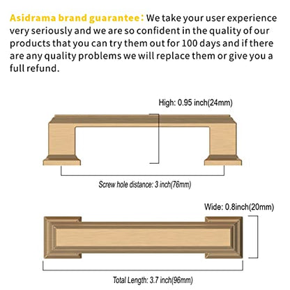 Asidrama 20 Pack 3 inch Champagne Bronze Kitchen Cabinet Handles - color: Champagne Bronze, size: 3" Hole Center(76mm)
