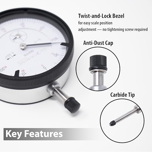 Clockwise Tools Dial Indicator with Magnetic Base Holder Stand, DIMR-0105 0-1 inch - style: 0-1" DIMR-0105 with Magnetic Base