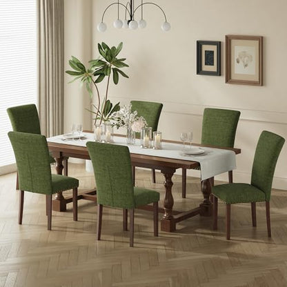 COLAMY Upholstered Parsons Dining Chairs Set of 6 - color: F-green, size: Set of 6
