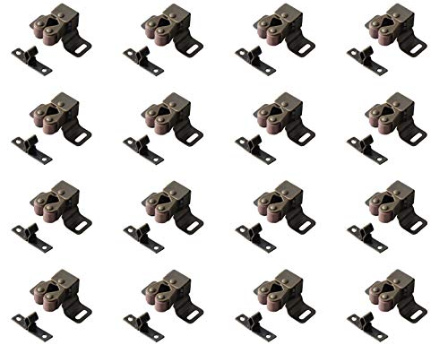 Double Roller Catch with High Feet Bronze, Steel Latch 1.9"L with Screws for Cabinet Cupboard Closet Door, Metal Hardware (Set of 16) - color: Bronze