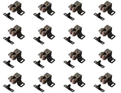 Double Roller Catch with High Feet Bronze, Steel Latch 1.9"L with Screws for Cabinet Cupboard Closet Door, Metal Hardware (Set of 16) - color: Bronze