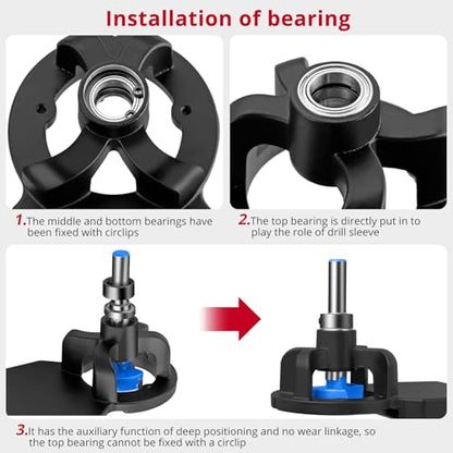 XUNTOP 35mm Concealed Hinge Jig, Aluminum Alloy Cabinet Hinge Jig, Double Clip Fixed More Stable, Precision Door Hinge Tool for Wood Furniture Door Cabinets