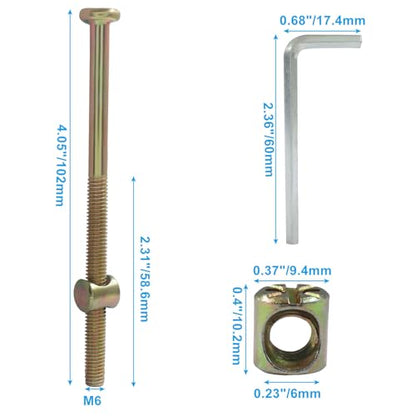 M6 X 100mm Barrel Bolt Nuts, 10 Pack - size: M6(100mm)