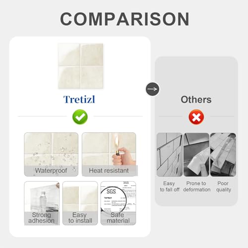 10 Sheets Thicker Design Peel and Stick Backsplash, 3D Self Adhesive Peel and Stick Wall Tile Backsplash for Kitchen, Bathroom, 12"x12", Beige - color: Beige