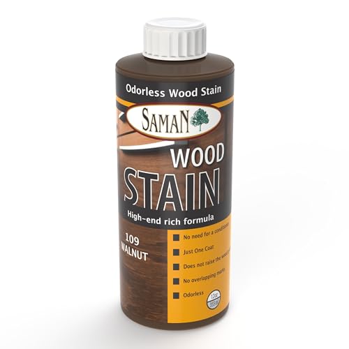SamaN Interior Water Based Wood Stain - Natural Stain for Furniture, Moldings, Wood Paneling, Cabinets (Walnut TEW-109-12, 12 oz) - color: Walnut, size: 12 oz