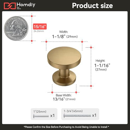homdiy 30 Pack Champagne Bronze Cabinet Knobs, Round Dresser Knobs - color: Champagne Bronze