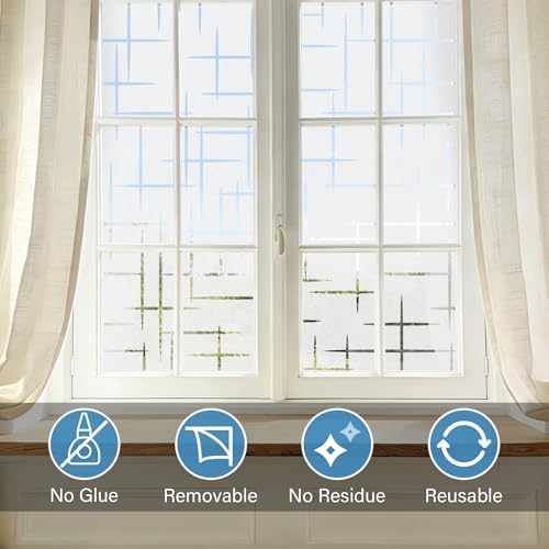 Finnez Window Privacy Film, Frosted Cross Window Cling, 29.5″ x 78.7″ - color: Cross Pattern, size: 29.5 x 78.7 inches