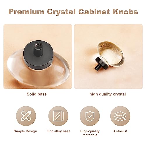 4 Pack Glass Cabinet Knobs and Pulls, Oval Crystal Knobs for Dresser Drawers, Matte Black Kitchen Cabinet Knobs Egg Shape - color: .Matte Black, size: 4 Pack