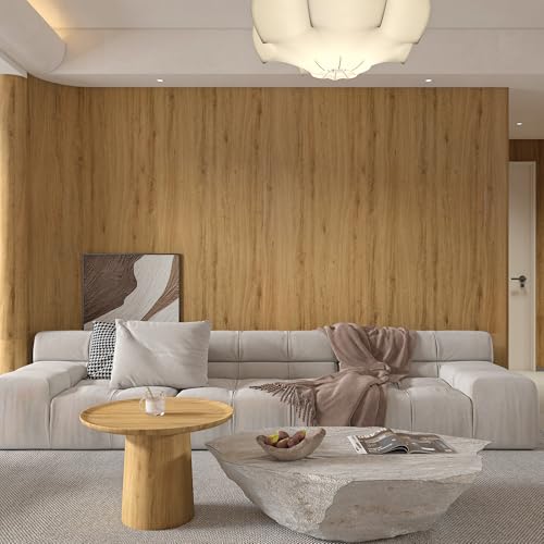 354"x48" Extra Wide Light Wood Contact Paper Peel and Stick Oak Wallpaper - color: Oak Brown, size: 48" x 354.3"